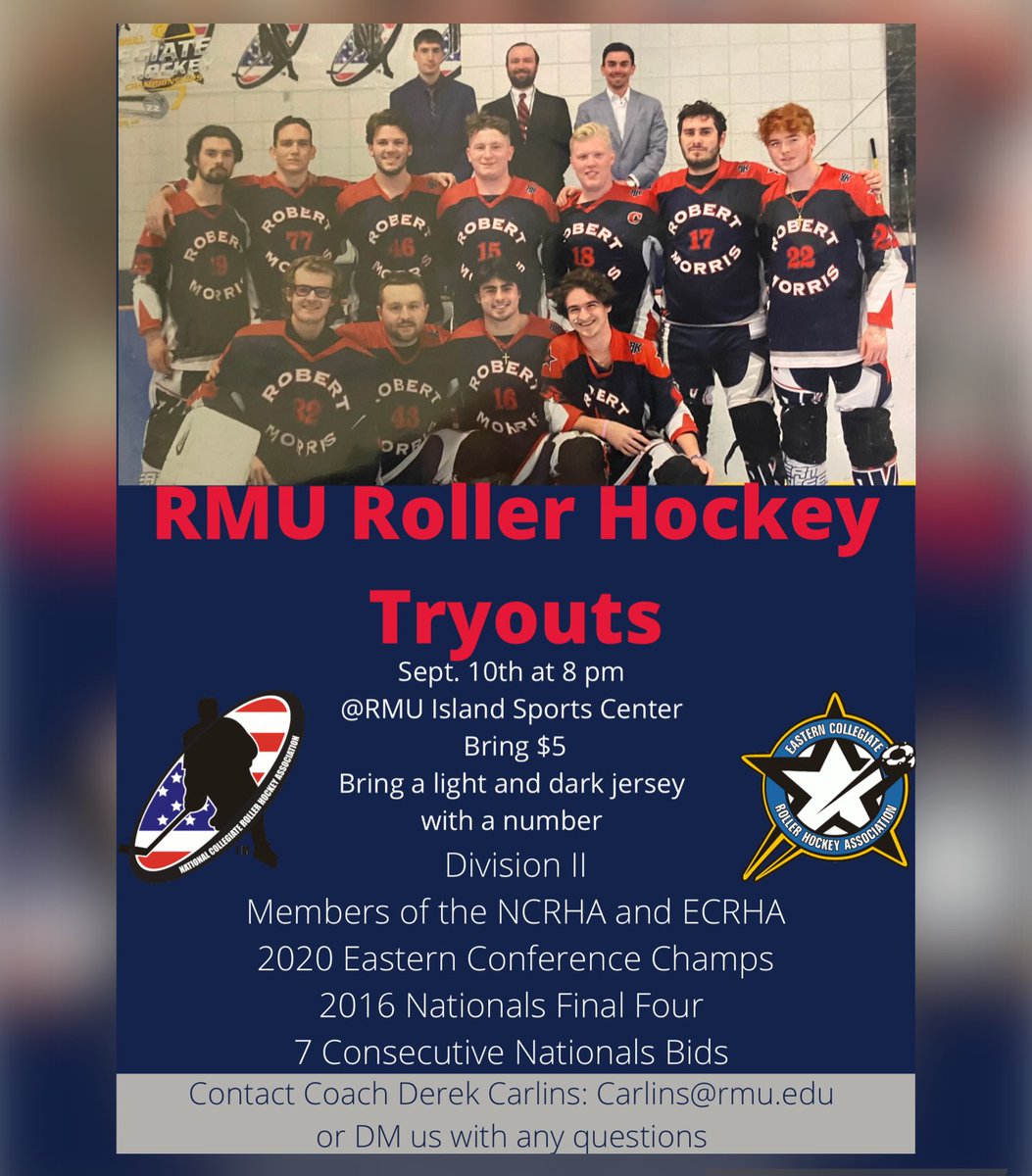 Tryouts have been announced for this upcoming season come out to the RMU Island Sports Center on Sept 10th at 8pm!