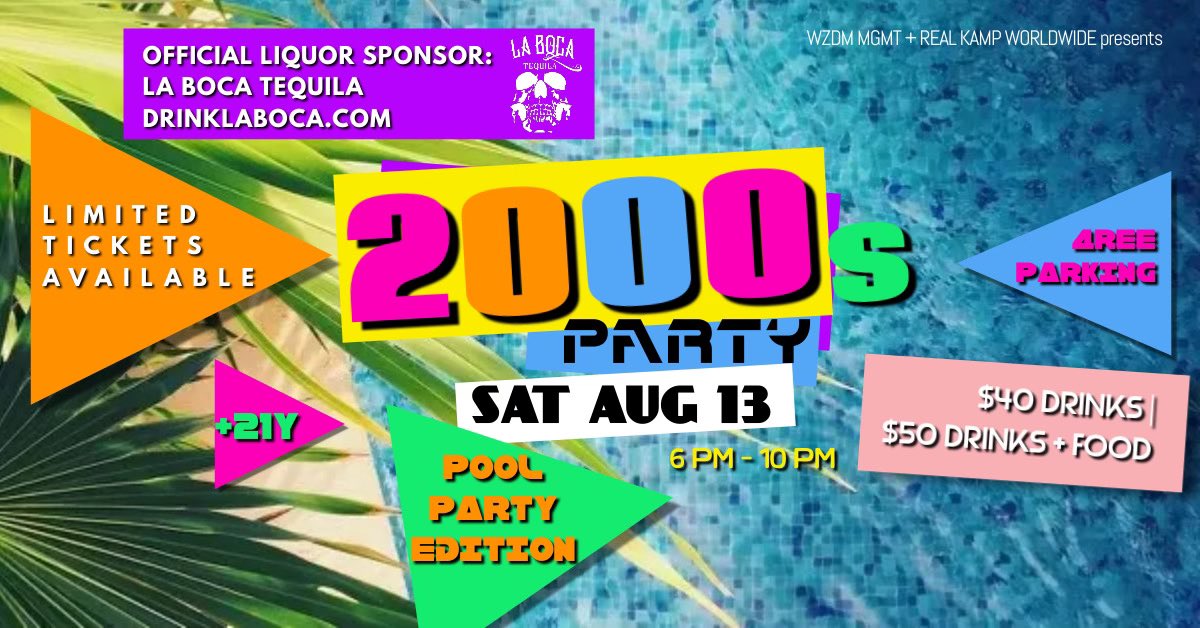 Atlanta come out to the 2000’s pool party this Saturday with non stop La boca tequila freeze pops ! 

Limited tickets available now