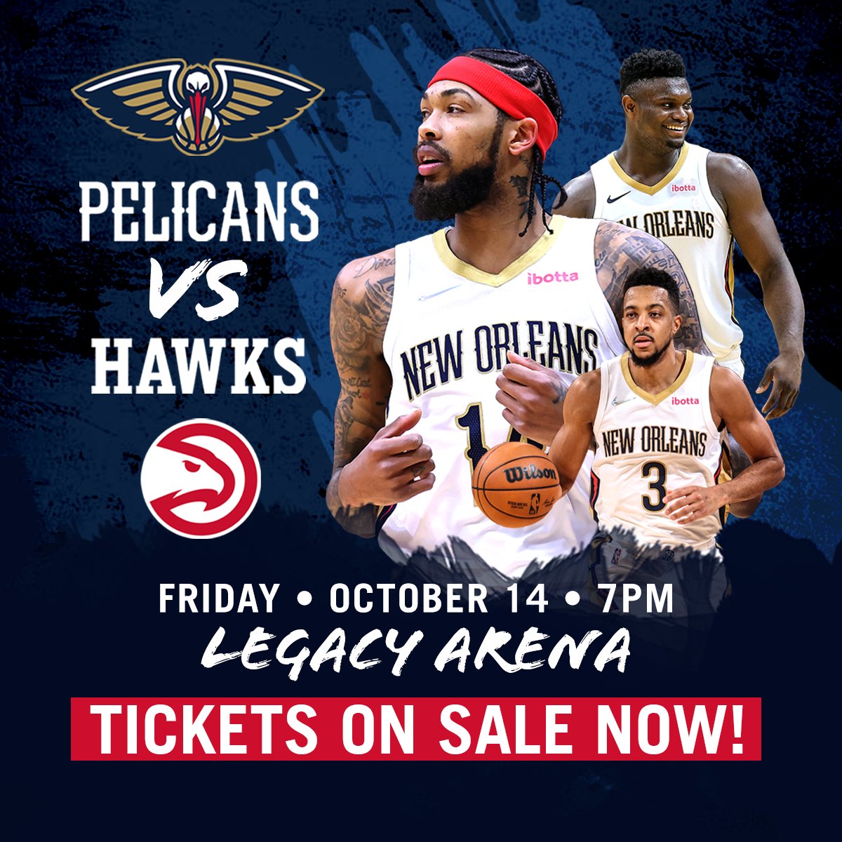 GleagueSquadron's tweet photo. 💥Tix are now on sale to the general public at the BJCC Box Office and Ticketmaster ->> https://t.co/LldEFVRmpK for the New Orleans Pelicans vs. Atlanta Hawks preseason 🏀 game on Friday, October 14 at 7:00PM! https://t.co/GWdiPVsPPm