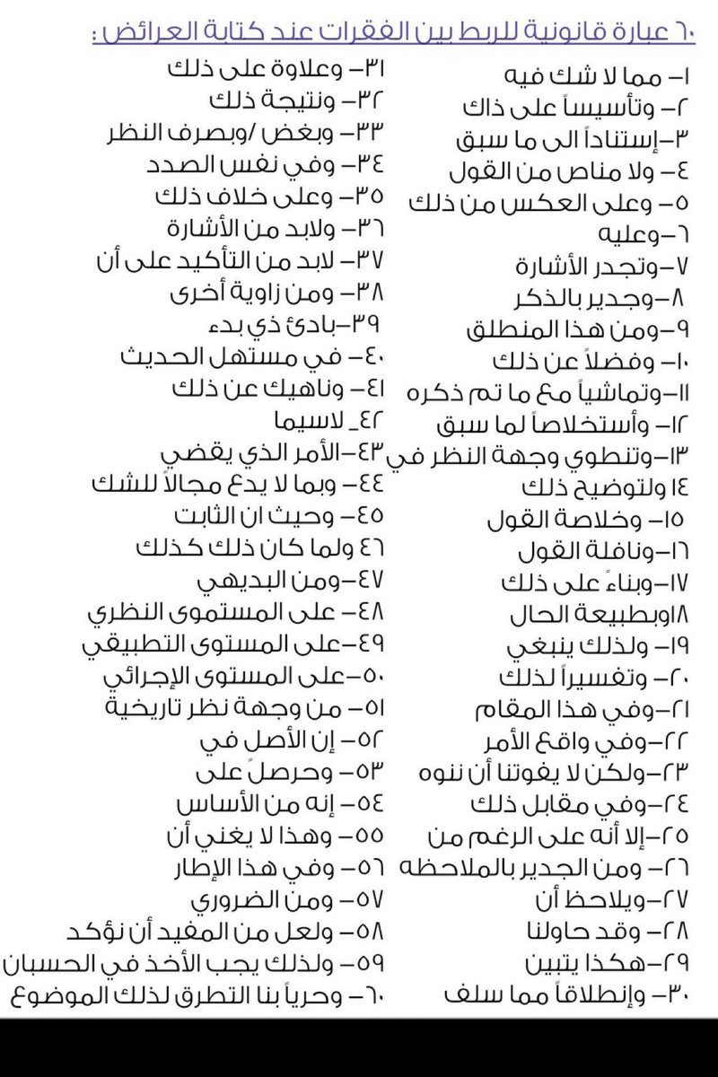 Lawyer_MLAk's tweet photo. عبارات مهمة للربط بين الجمل https://t.co/zYa6WHdVFA