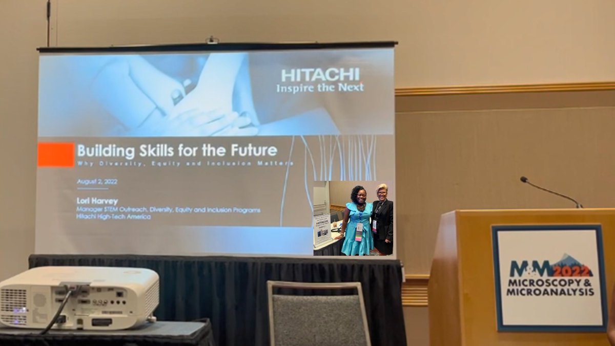 Hitachi_STEM's tweet image. As part of our program’s commitment to accessibility and diversity in STEM fields, Lori Harvey shared our programs goals and spoke with the head of MSA DEI committee @BeadingByTrevaB during #MM2022Portland.  We look forward to more conversations in the future about STEM for all.
