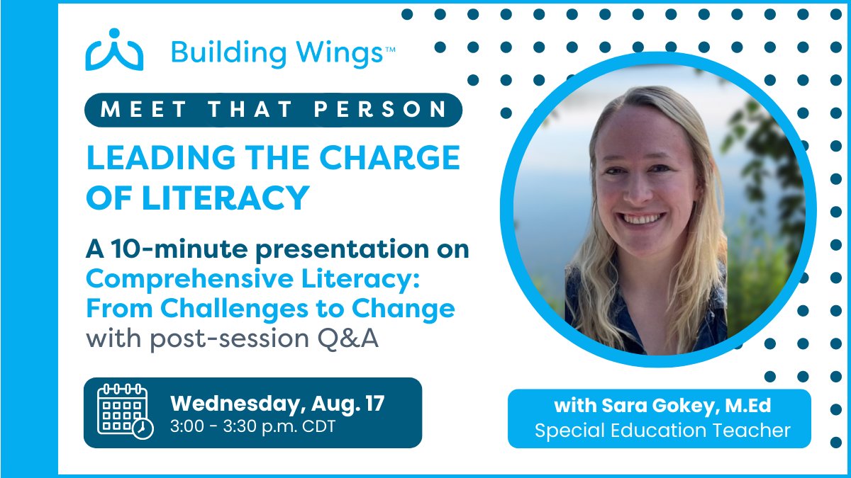 Building Wings (@buildingwingsco) on Twitter photo You've embraced the "Why", now experience the "How" from educators currently implementing Comprehensive #LiteracyInstruction in their classrooms during a series of "Meet That Person" presentations.
▶️ Register for <a href="/Sarabruegs/">Sara Gokey</a>' session on Aug. 17: forms.gle/53FyzhsL6ATnmu… You've embraced the "Why", now experience the "How" from educators currently implementing Comprehensive #LiteracyInstruction in their classrooms during a series of "Meet That Person" presentations.
▶️ Register for <a href="/Sarabruegs/">Sara Gokey</a>' session on Aug. 17: forms.gle/53FyzhsL6ATnmu…