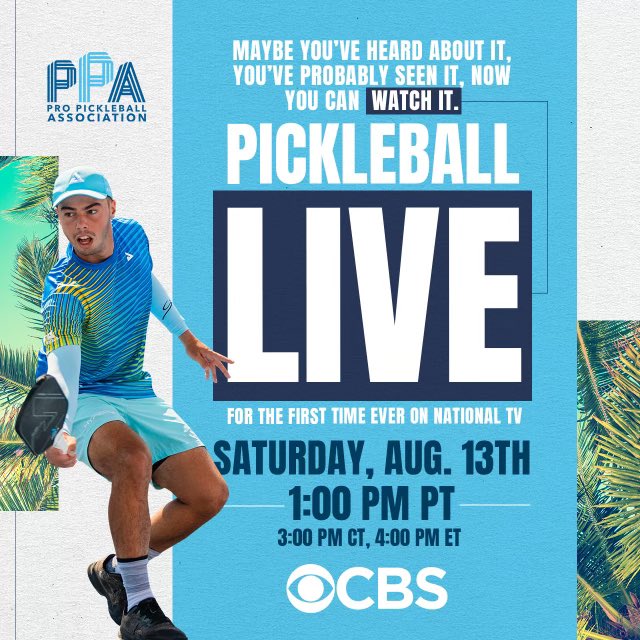 Pickle on national TV August 13th @PPAtour @CBS. Pretty damn cool. Check it out