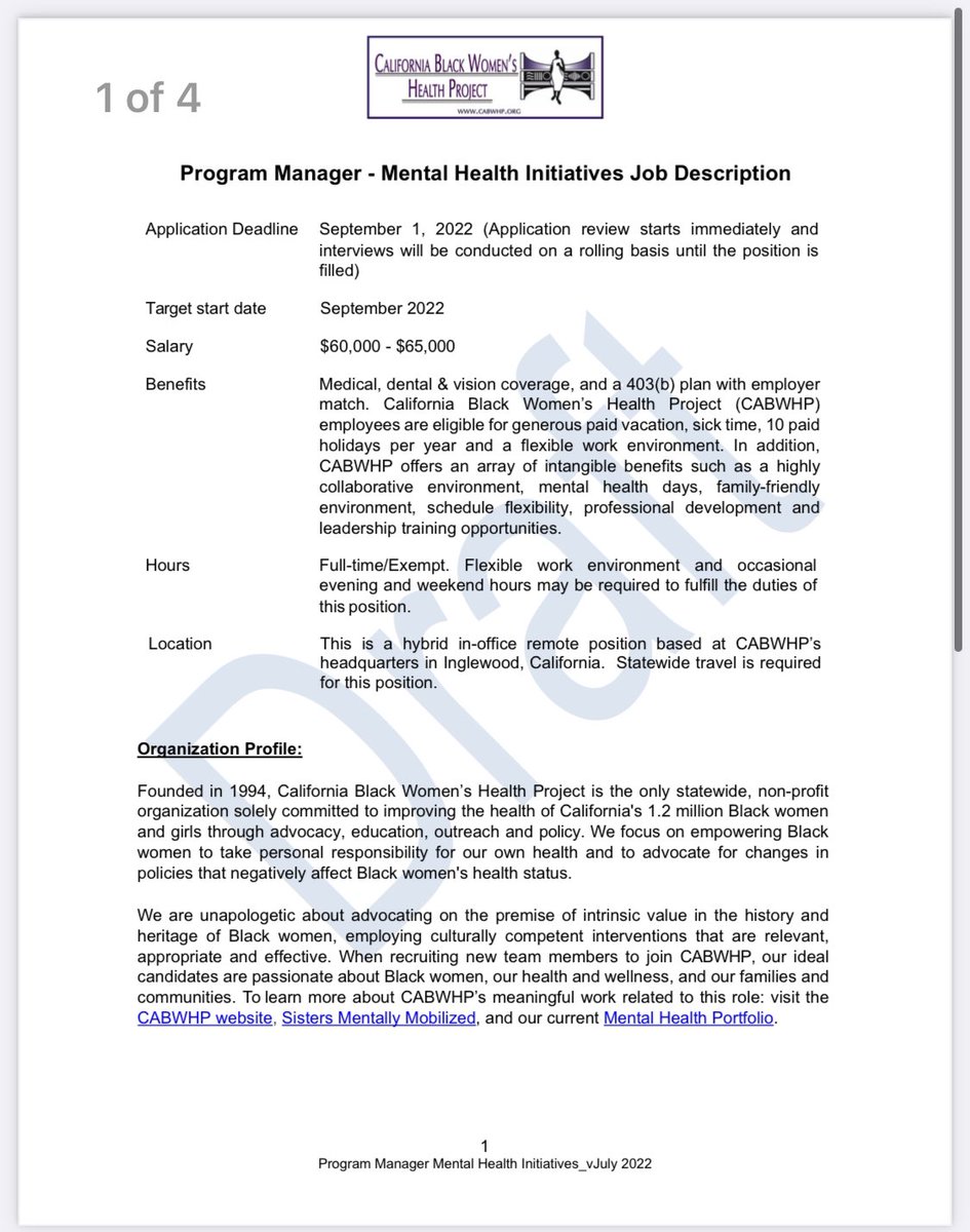 grassrootsRaena's tweet photo. CA Black Womens Health Project Hiring! Northern California &amp; Los Angeles. https://t.co/hzrz42Gn3k