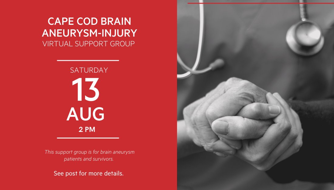 BAFOUND's tweet photo. TOMORROW: All are welcomed to join the Cape Cod Brain Aneurysm-Injury Support Group on Saturday, August 12, 2022 from 2-3pm. Click here to join, https://t.co/4Gy2AYWO5o
#1in50 #SavingLives #ImprovingLives #BAFound #AwarenessMatters #stopthepop #brainaneurysm #supportgroup https://t.co/LkUlPzwP0W