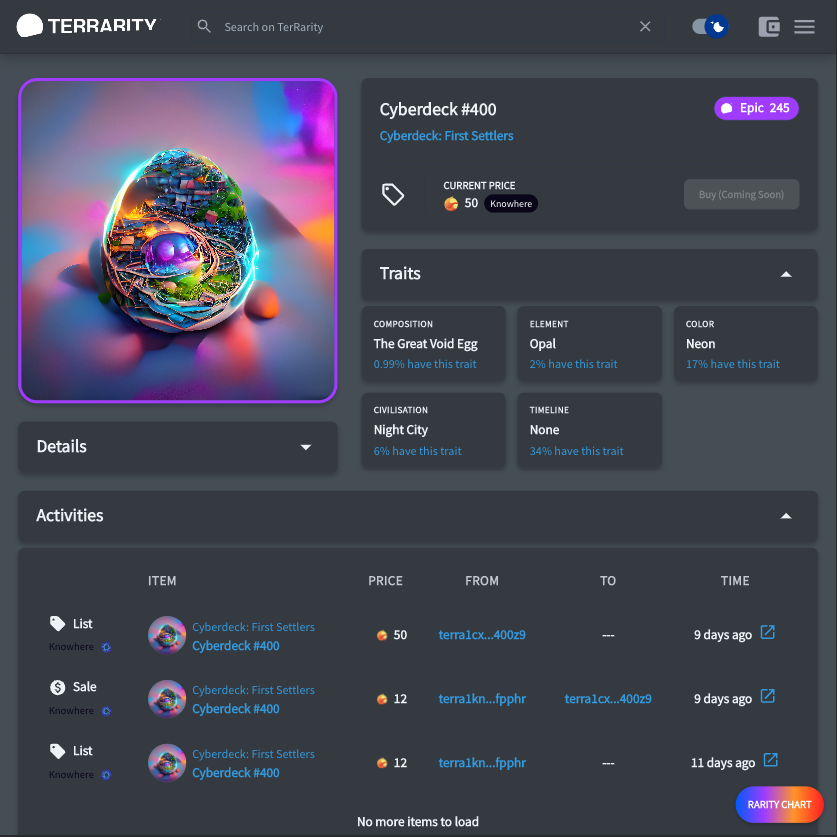 TerRarityio's tweet photo. Introducing the #TerRarity chart system and our Discord rarity bot 📊 🤖

Go check this out https://t.co/Pmp85rIuUH

#NFT #NFTs #LUNAtics #Crypto $LUNA https://t.co/9zyNaeGGZv