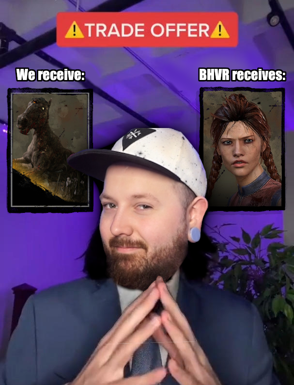 Wispurx's tweet photo. In the event I'd become a Fog Whisperer, I promise to negotiate with @DeadByBHVR to get Maurice back! 

I propose we offer them Meg for our beloved horse in return. Double-win, right? 

#IntoTheFog #WispInTheFog #DeadByDaylight https://t.co/Amlsg520EB