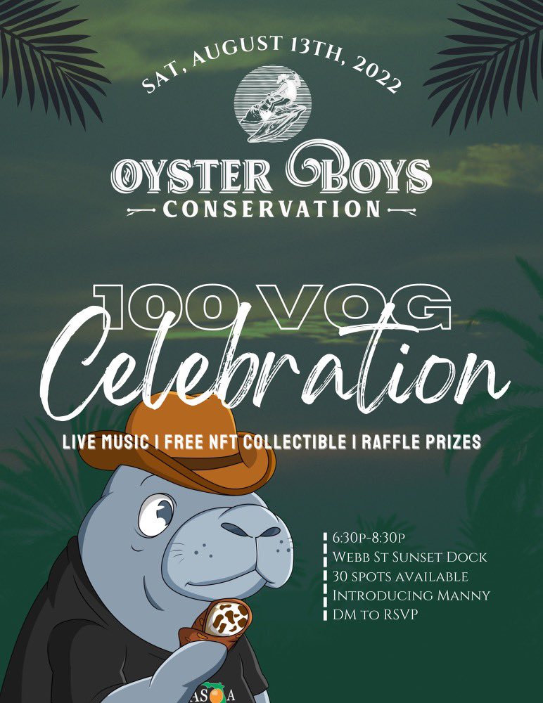The deed is done!! 100 VOGs in the water! Come celebrate with us and grab the first shot at a #MannyNFT