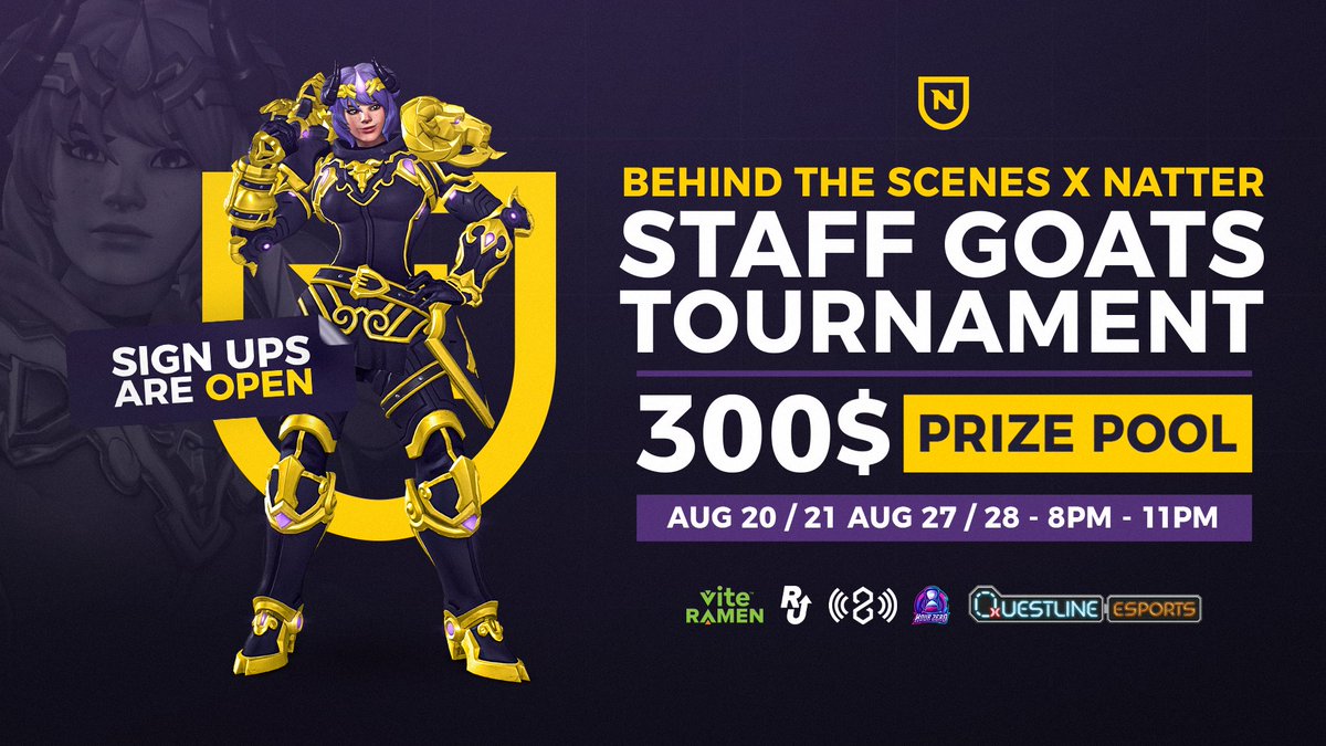 natterOW's tweet image. What time is it? Time to go GOATs 😈

Behind the Scenes x Natter is back! If you're a community staff member who wants to bid OW1 farewell the old-fashioned way, this is the tourney for you!

Registration is open now at the link below:
🔗 forms.gle/7d6a7xKKhXBW9a…