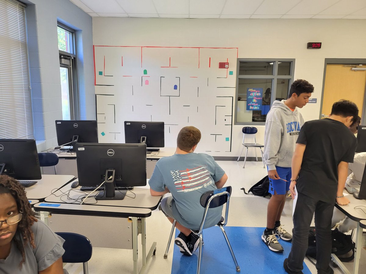RMSRavens's tweet photo. Offline Pac Man Coding Activity. Student collaboration project. Pac Man to a power cell without THE GHOST catching them! #Awesome #RMSCoding #academics #exploratory #WEARE #ROCKVALE https://t.co/1sxeUktNDF
