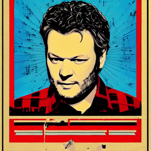 bbonniol's tweet photo. @theChrisDo None of the ML powered apps has a good grip on text yet.  Stable Diffusion does AMAZING faces.  Just used it to cook up comps for a tour poster for Blake Shelton I am designing... https://t.co/d6h56XOK6g