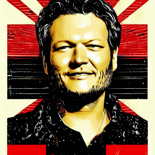 bbonniol's tweet photo. @theChrisDo None of the ML powered apps has a good grip on text yet.  Stable Diffusion does AMAZING faces.  Just used it to cook up comps for a tour poster for Blake Shelton I am designing... https://t.co/d6h56XOK6g