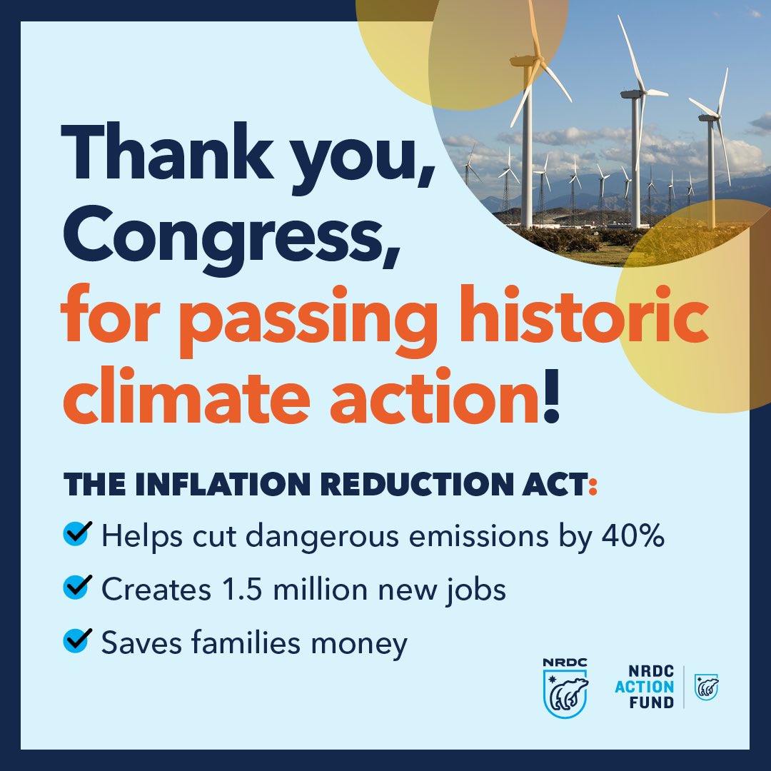 Congress passed the biggest #ClimateAction in U.S. history. It’s a major step forward, propelling us into the work that remains to address the unjust burden on communities of color. Thank you to @NRDC_Action for its continuous work to build a healthy future for all.