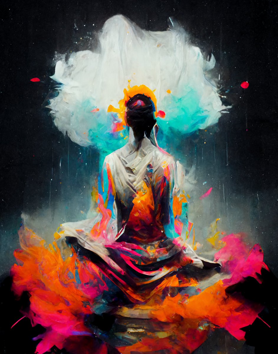 klabcreative's tweet image. A meditation in neon. #midjourney #ai #machinearning #art