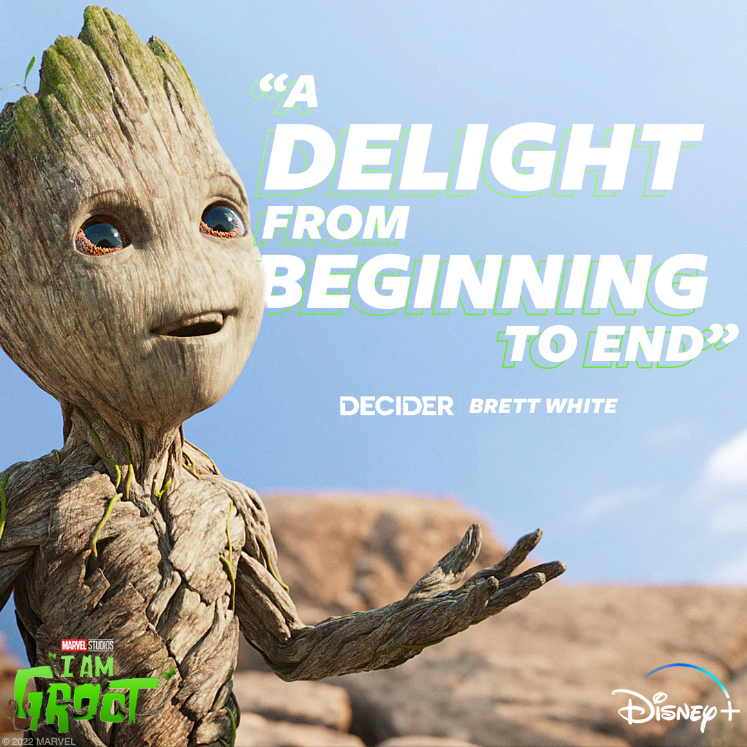 "A delight from beginning to end." 💚 Marvel Studios' #IAmGroot, a collection of five Original shorts, is now streaming on <a href="/DisneyPlus/">Disney+</a>.