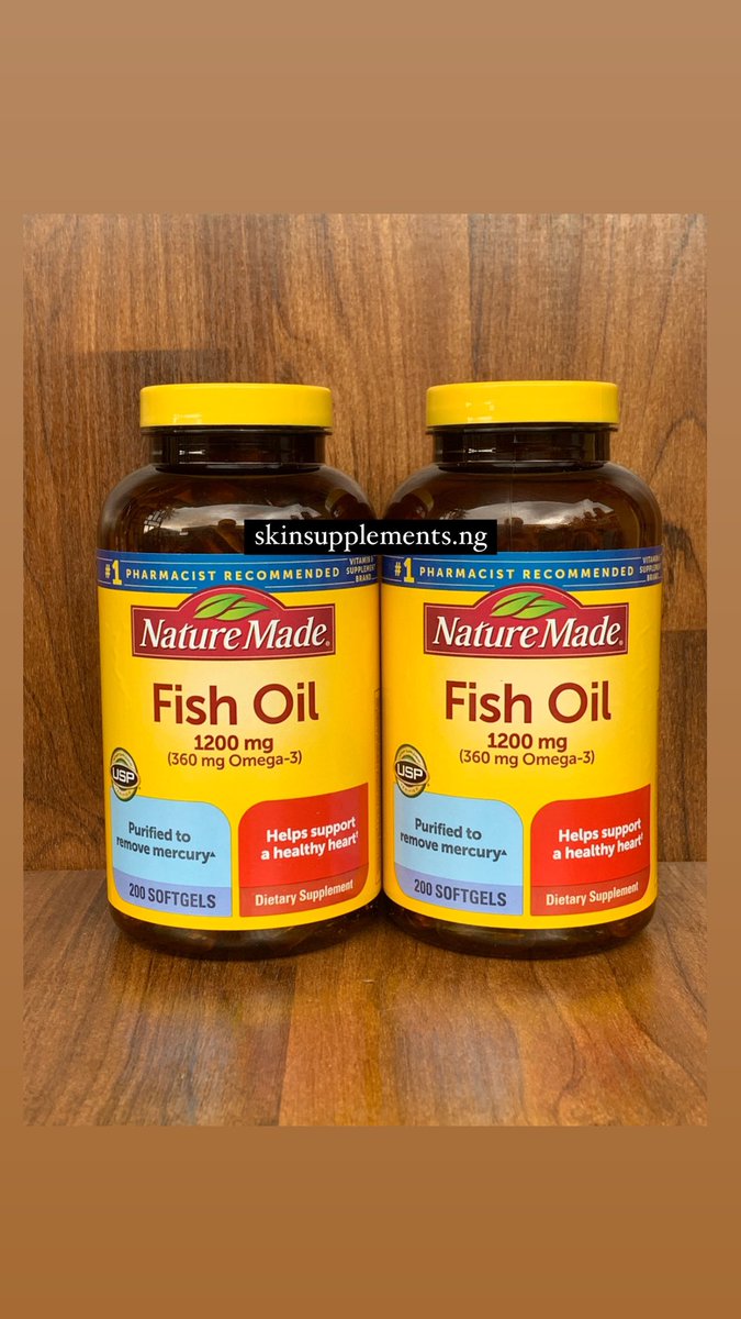 skinsupplement's tweet photo. 🛒Natures Made Fish oil 1200 mg
(360 mg Omega-3)-200 softgels
✨N10,000

#skinsupplementsnigeria
#glowingskin 
#fishoilcapsules https://t.co/DwPQyaGyE6