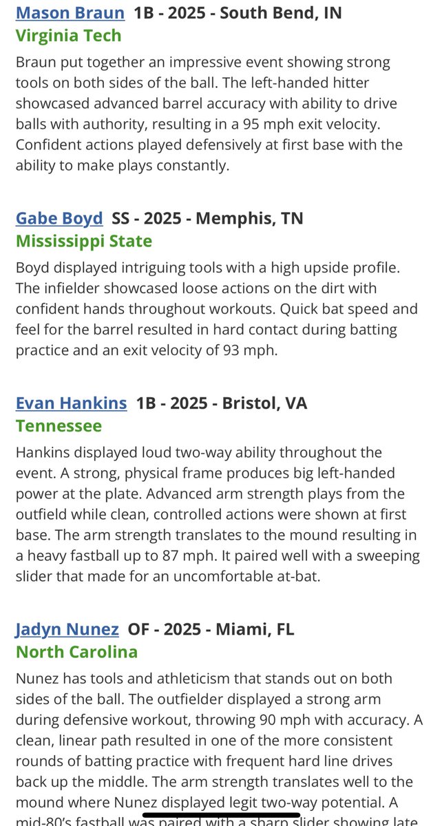 PG Showcases on Twitter "Top Prospect List from the Class of 2025 All