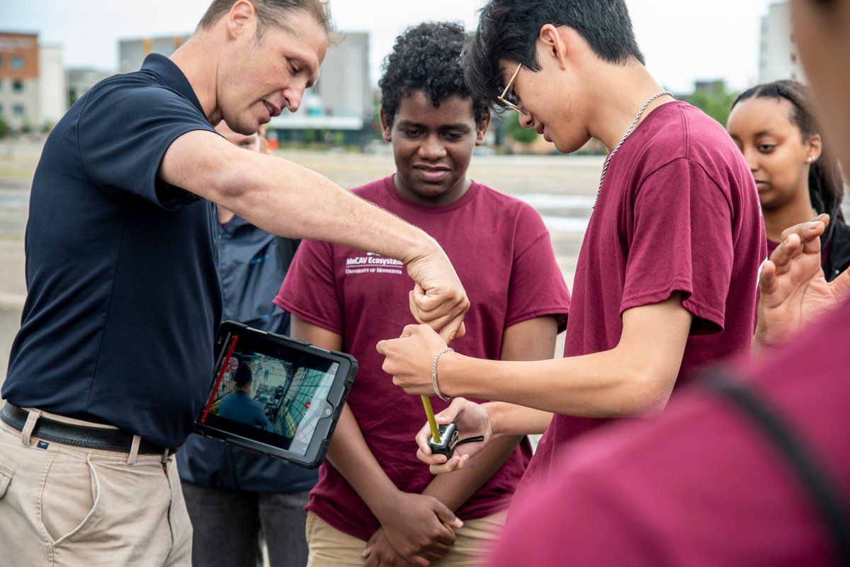 UMNCTS's tweet photo. CAV Career Pathways Camp, Day 5: A trek to #ExperienceSTEAM @mallofamerica for preview demos from @dctc and @MnDOT of advanced transportation technology used in construction and highway maintenance equipment. Plus one sweet @indianmotocycle bagger. @ThePlumCatalyst @UMNews #STEM https://t.co/SOC6FmandX