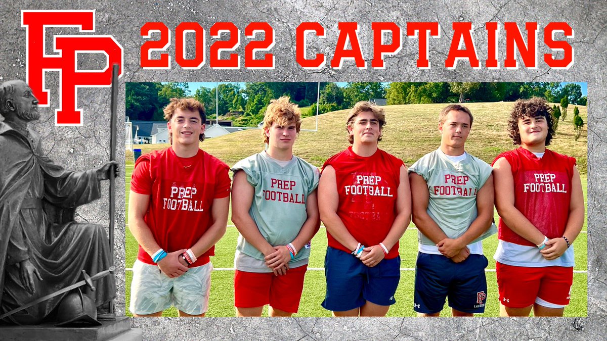 Prep_Football's tweet photo. Congratulations to our newly named captains for the upcoming season, left to right:

Wally Wuchiski
Jack Richter
Charles Dooley 
Tanner Langis
Sam Paolini

#HailFairfield #cthsfb https://t.co/xF2g2VZlu7