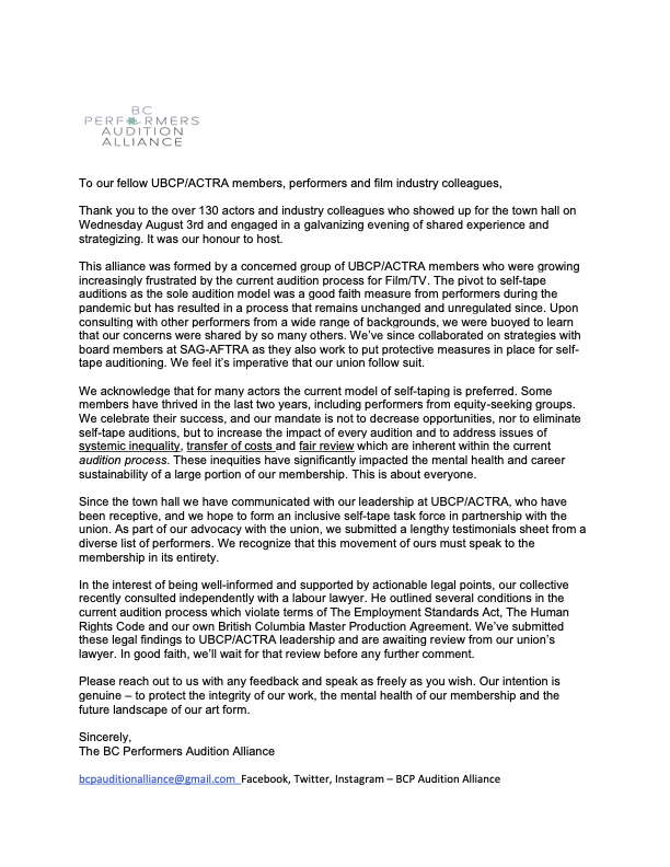 BCP Audition Alliance tweet media