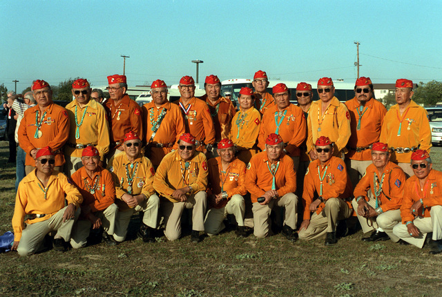 Today we recognize the #NavajoCodeTalkers who helped with war efforts during #WWII. President Reagan established this day in 1982, and it honors all the tribes associated with the war effort. Pictured below are members of the Navajo code talker platoons from World War II in 1987.