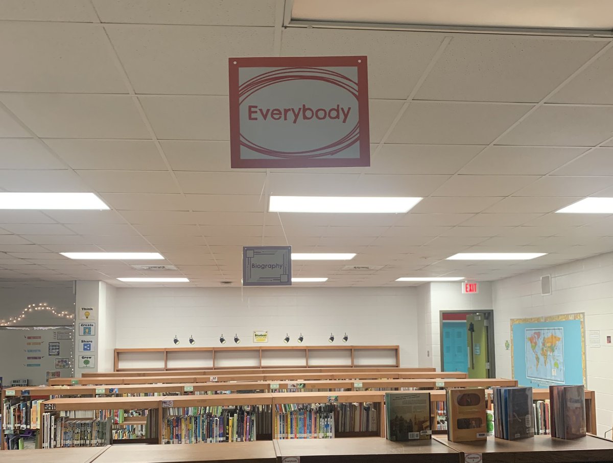cindy_hundley's tweet photo. New signage for the @GutermuthES students (and teachers) in the library! Anything for easier access to literacy! #LEADfromtheLibrary @JCPS_LMS #JCPSLibraries #GutermuthPride https://t.co/hkc9egUutO