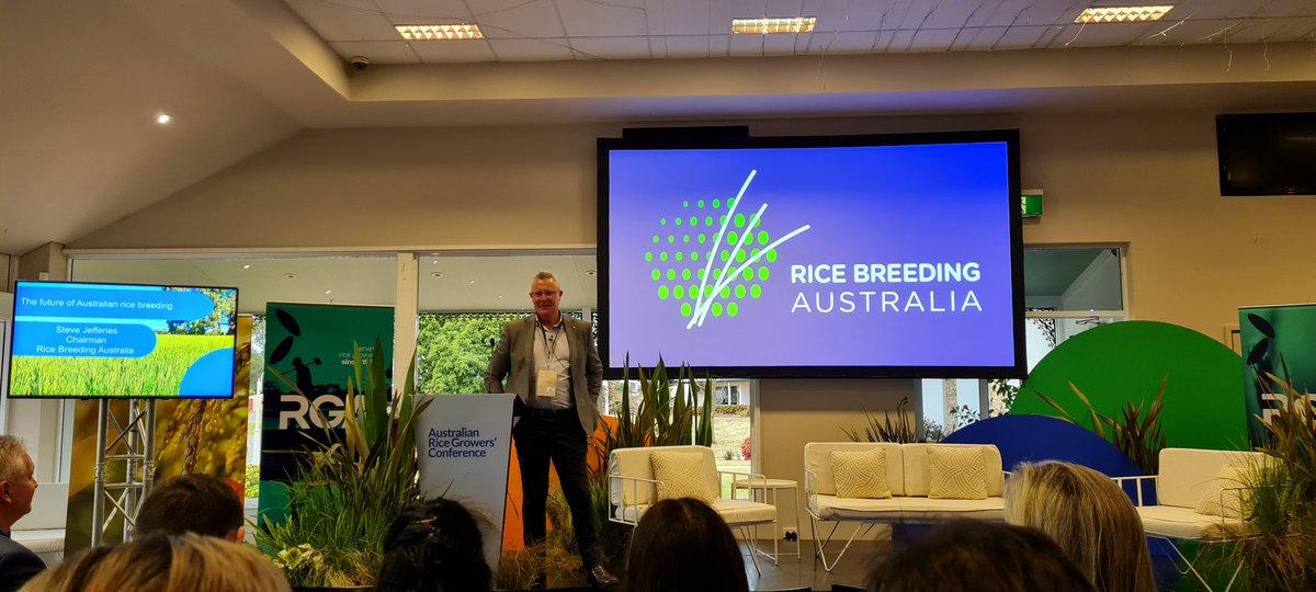 Jeremy_Morton_'s tweet photo. Fantastic for @ricegrowers to be face to face again.
The new industry controlled Rice Breeding Australia not for profit is powered by a doubled levy has a laser focus on further #water use efficiency, agronomically superior &amp; #consumer preferred quality #rice.
#RiceConf22 https://t.co/yczGVVnuwr
