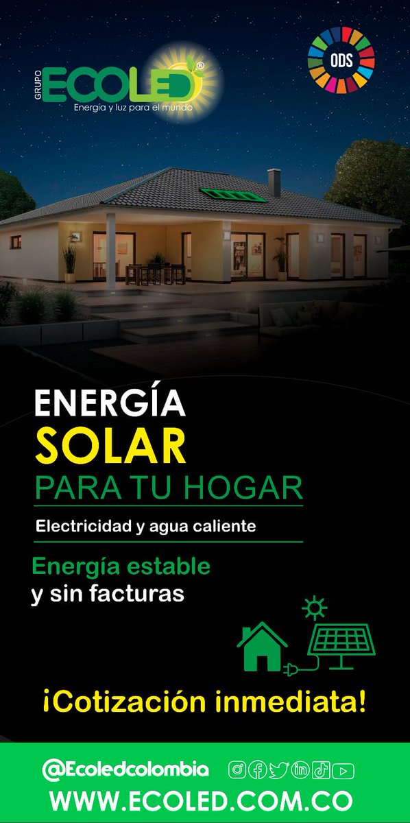 EcoledColombia's tweet photo. Sabias que la #Energiasolar ya esta al alcancé de tu hogar? Quieres saber como? Escríbenos y contamos. #Lanuevaenergia #solar #Ecoled #Colombia https://t.co/Eiw7GuBW85