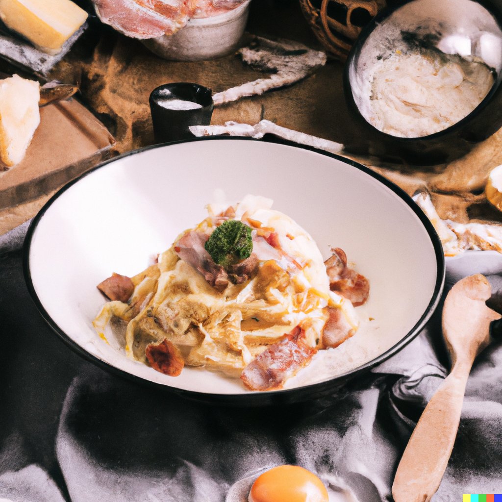 _JacobStone's tweet image. Day 13 of 50!

“A high-quality picture of a bowl of carbonara for a food magazine”

#50DaysOfDallE #dalle #dalle2 #pasta