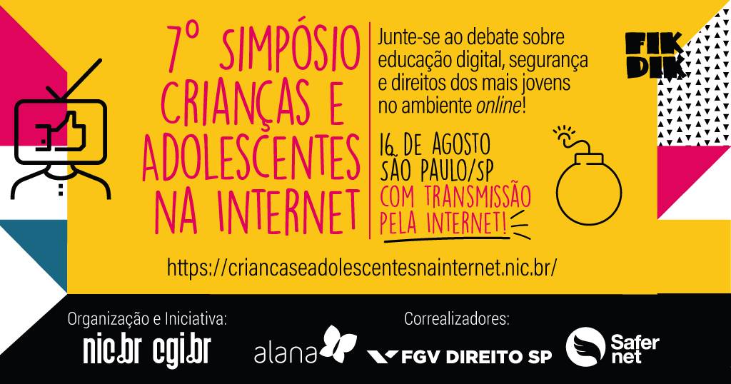 ComuNICbr's tweet photo. Bem-estar e segurança online dos mais jovens entram em pauta no Simpósio do #NICbr e #CGIbr, que será em 16/8 em São Paulo, c/ transmissão pelo canal NICbrvideos no YouTube. Não perca: https://t.co/iCCjOPQwEa #InternetSegura #InternetcomResponsa @fgvcepi @safernet @InstitutoAlana https://t.co/BnM7T5DpU1