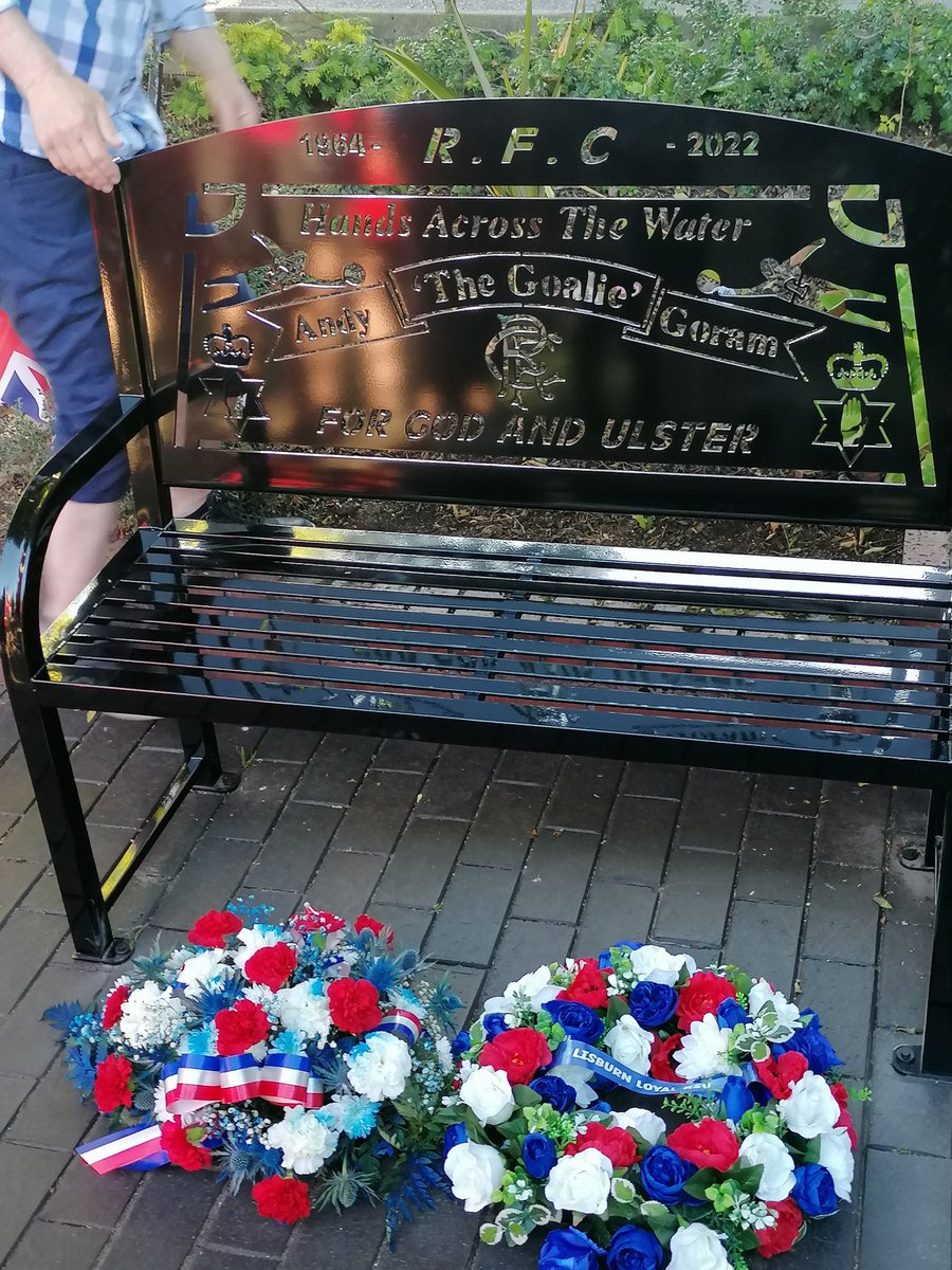 An absolute honour and privilege for Lisburn loyal RSC to be invited to Andy Goram's memorial service on the Shankill Rd where a bench has been placed in memory of 'The Goalie' Rest Easy Big Man