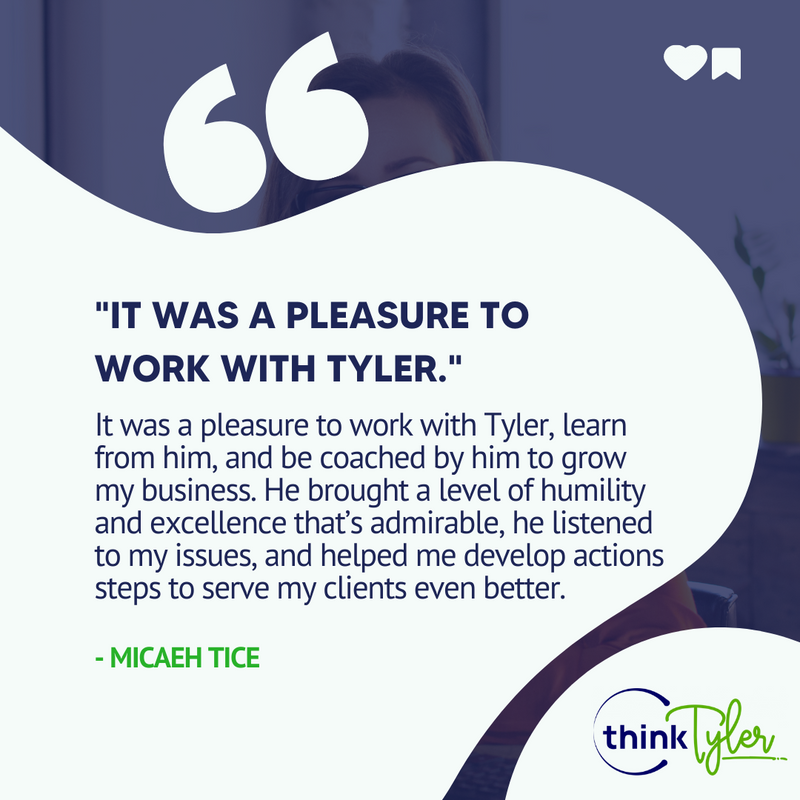 think_tyler's tweet photo. ⭐️⭐️⭐️⭐️⭐️ "Highly recommend Tyler if you're looking for a Coach!" - Micaeh Tice

Hi Micaeh! Many thanks for taking the time to share your feedback. 

#ThinkTyler #BusinessCoach #BusinessCoaching #Entrepreneur #BusinessOwner #ThinkTylerFeedback #HappyClients https://t.co/zXwkQ8bNGJ