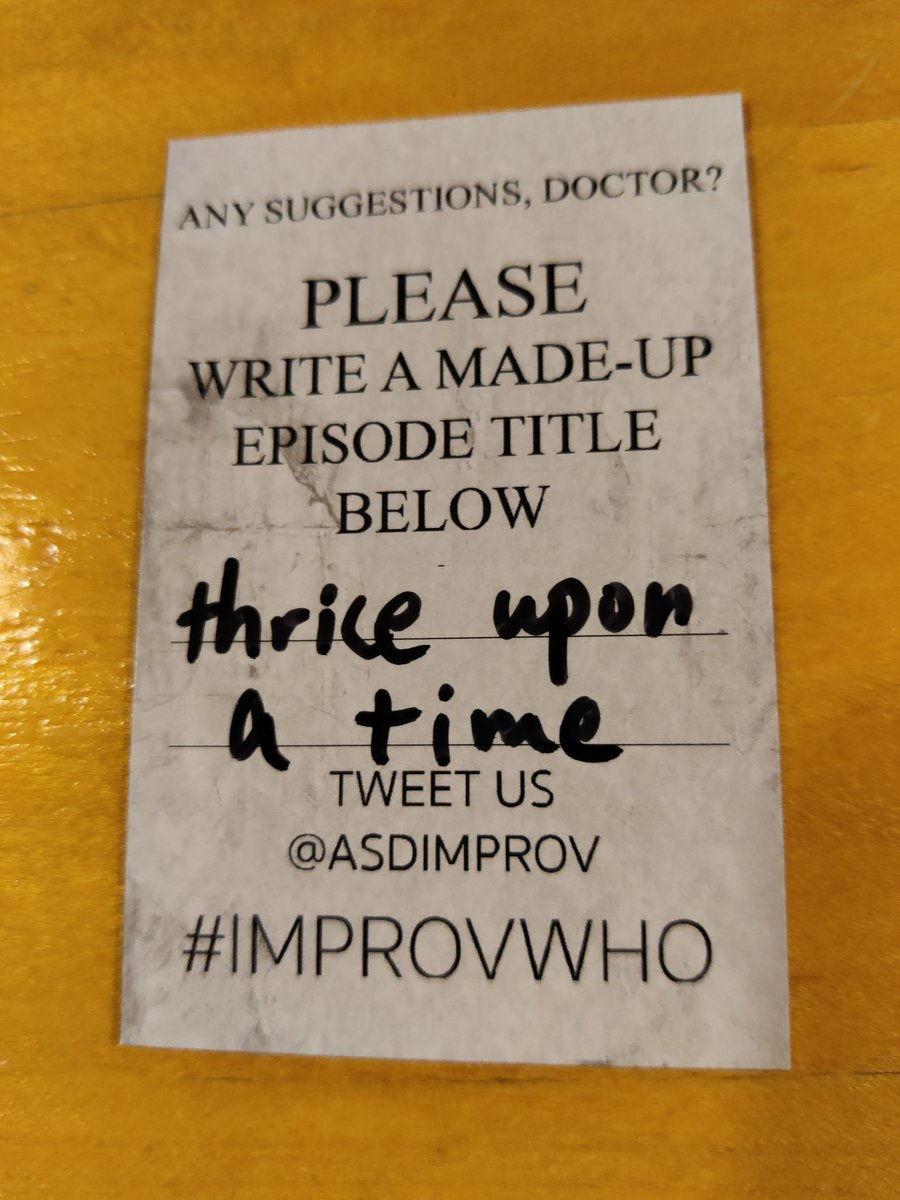 ASImprov's tweet photo. Tonight was "Thrice Upon A Time"! The Doctor brokers peace between peoples of the letters O and A, but cannot stop the autocorrect from being unleashed! Can the Doctor rescue all the letters of the alphabet, and stop Jessie 1 from killing Jessie 2 in a jealous rage? https://t.co/KMQyVtrGof