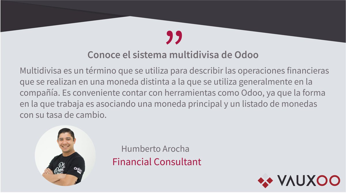 Vauxoo's tweet photo. Fragmentos Vauxoo | Conoce el sistema multidivisa de Odoo 🪙💵

Si eres una empresa con presencia en diferentes países, seguramente te interesará la multimoneda 🤩 

Lee nuestro blog y entérate 👇  
https://t.co/rw3MSIFlj4

#Odoo #Multidivisa #Multimoneda https://t.co/p3otazzqVP