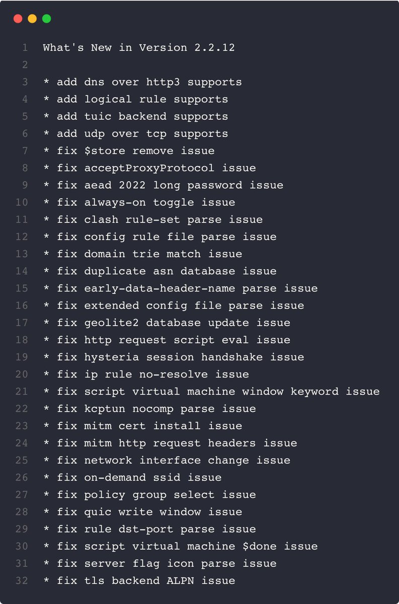 ShadowrocketApp's tweet image. What's New in Version 2.2.12
* add dns over http3 supports
* add logical rule supports
* add tuic backend supports
* add udp over tcp supports
* fix $store remove issue
* fix acceptProxyProtocol issue
* fix aead 2022 long password issue
apps.apple.com/us/app/shadowr…