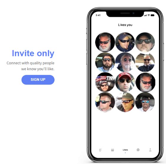 LazyRiddle's tweet image. The invite only right wing dating app looks pretty spicy.