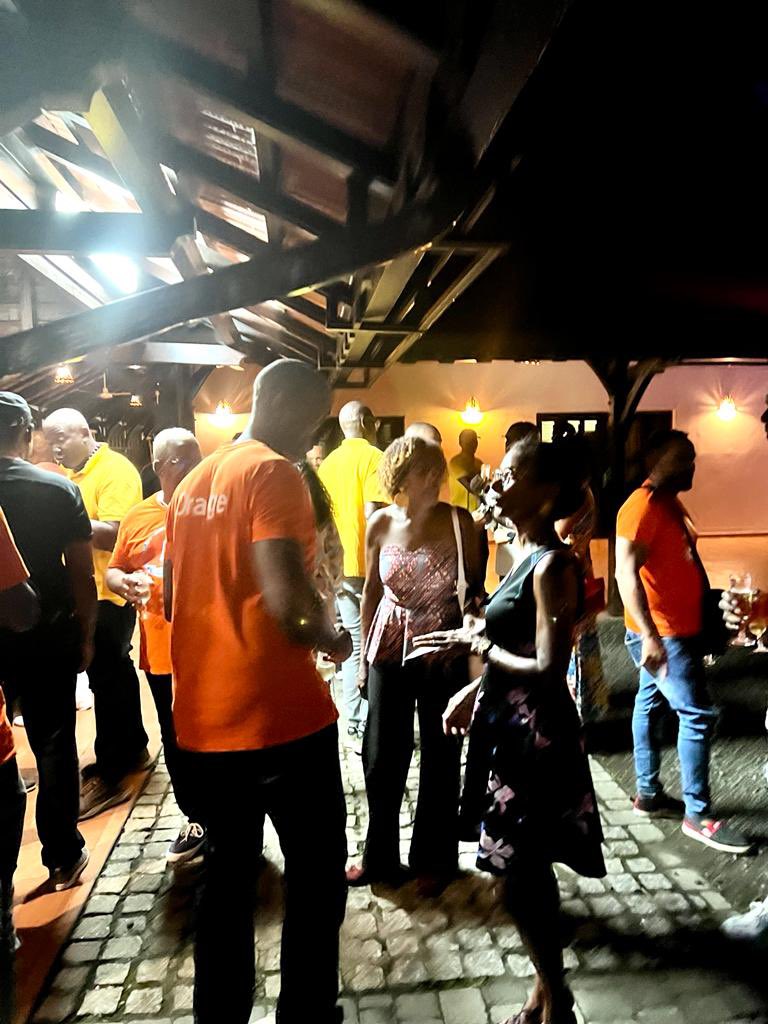 LineDurpes's tweet photo. Une soirée en toute convivialité avec notre équipage ! Merci à Kenny, Ako et toute l’association l’Arme fatale, pour la belle performance sur le #tdy2022 aux couleurs de #RosetteOrange @ThierryKergall @MA_RAMRANI @Orange_Caraibe @FYRM972 @VilleduFrancois https://t.co/grGL5yKdN2
