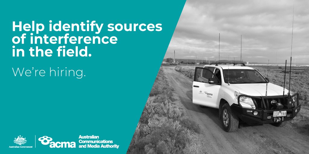 acmadotgov's tweet photo. 📡 #Radiocommunications career opportunity:
We’re now recruiting Field Officers to fill exciting roles in our Field Operations team. If you’re interested in diagnosing interference to radiocommunications services and like working in the field, apply here https://t.co/i3FkrqBUXD https://t.co/yDzQKeoIsW