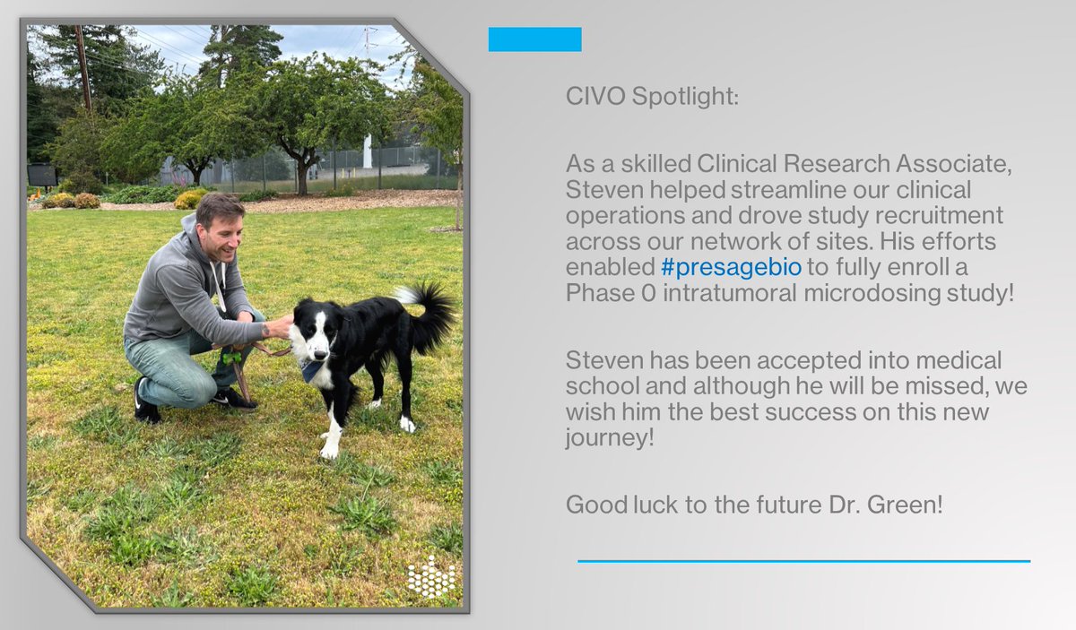 This week, <a href="/PresageBio/">Presage Biosciences</a> is shining the spotlight on the future Dr. Green. Wishing Steven all the best in medical school – we will miss you!