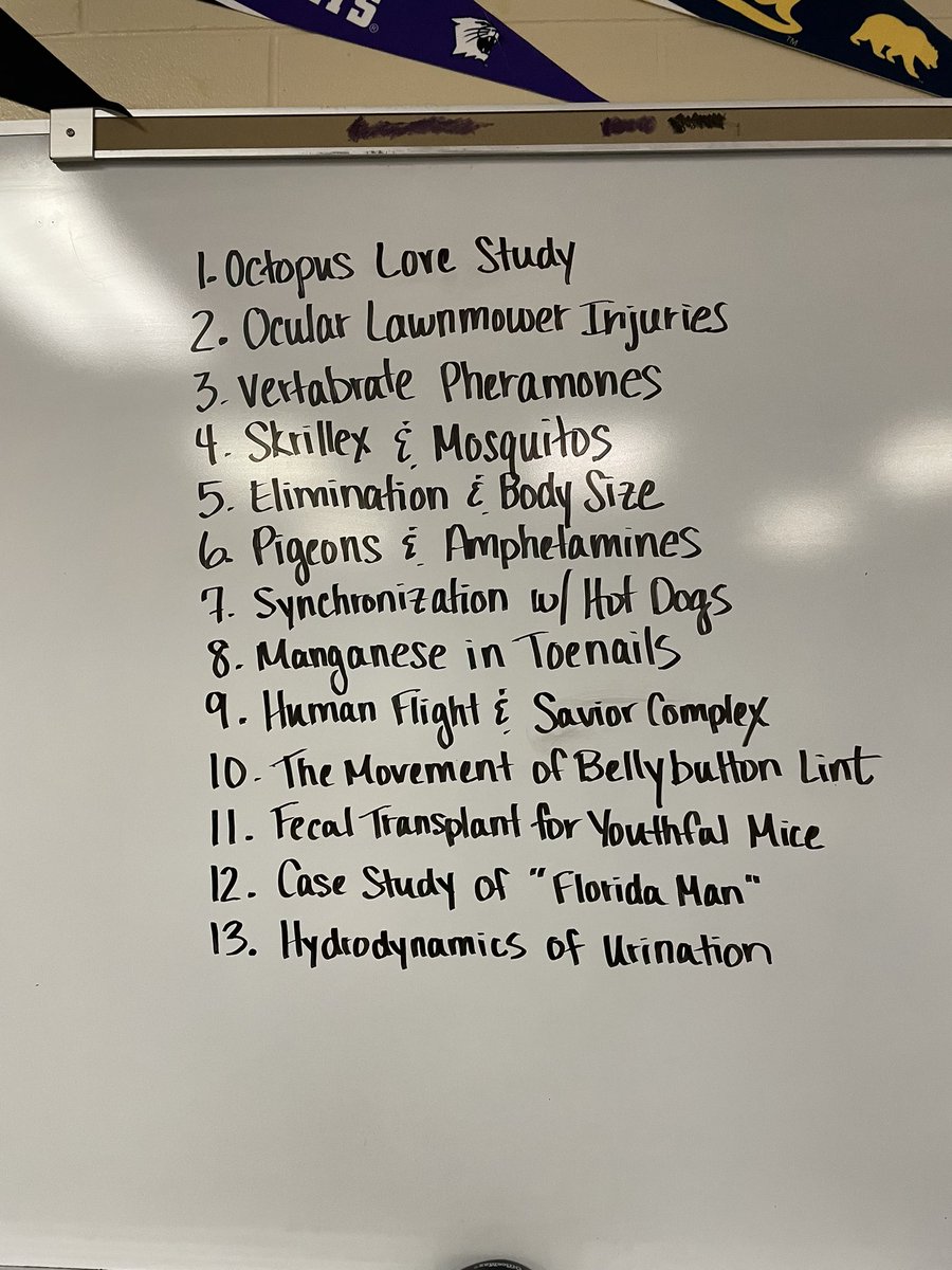 benderteaches's tweet photo. So glad to have these kiddos back for AP Research! This week we held a contest to find the weirdest research study on JSTOR. Mission accomplished! π€£
#SkrillexAndMosquitoMating #BellybuttonLint
#APCapstone https://t.co/WQ26C7YQEZ
