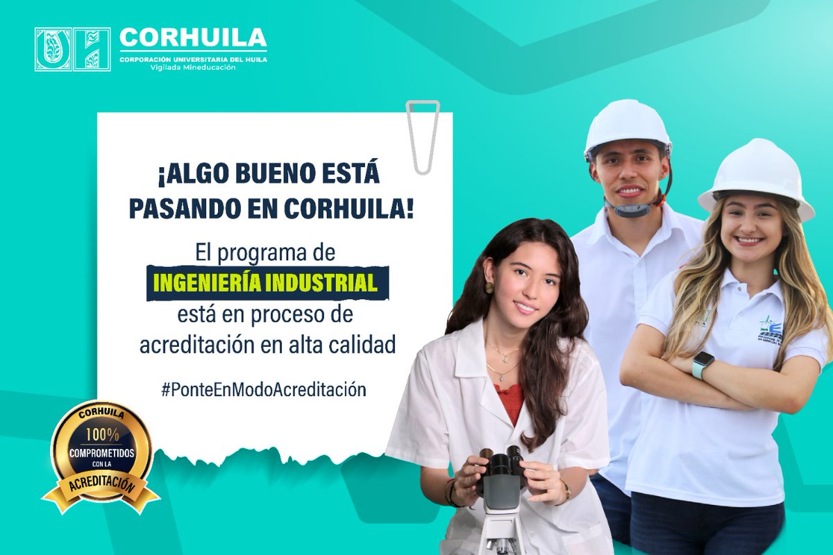 Dicen que algo bueno está pasando en #CORHUILA 🤩
.
¡Y sí! Nuestro programa de #IngenieríaIndustrial está próximo a recibir visita de consejeros del CNA para avanzar en su proceso de acreditación.
.
#ModoAcreditación 💚