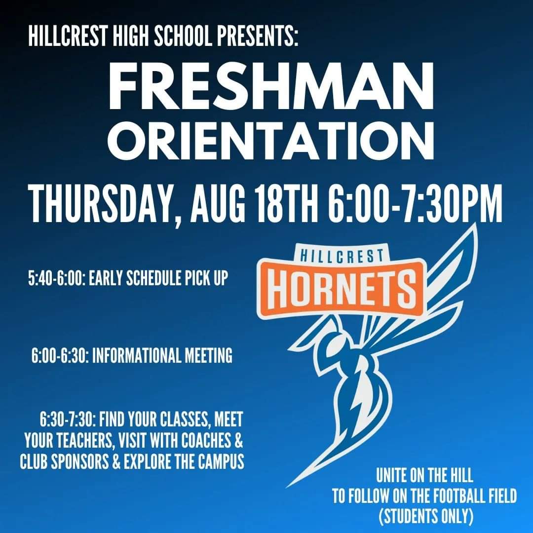 Hillcrest_SPS's tweet photo. Freshman Orientation is happening next week! #BackToSPS https://t.co/Km08il0PqS