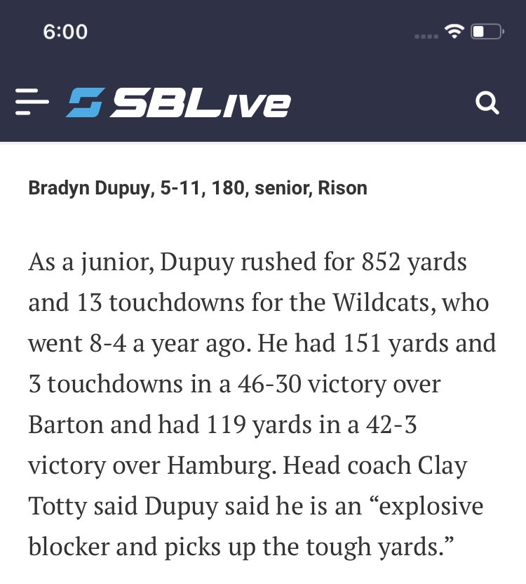 dupuyc3's tweet photo. Proud Dad to see @BradynDupuy named on @SBLiveARK as a Top Running Back in the State. Excited to hear @RRainwater1037 and @HootensARFBall with Barry Grooms talk about the Rison Wildcats on Friday Nights soon! https://t.co/CB3Yhp5gXY