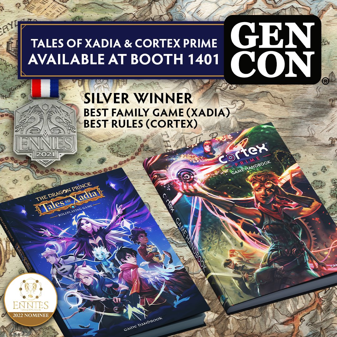 Look no further for a new #TTRPG while at #GenCon! We have #cortexrpg and #talesofxadia books available just for you! Check out @AtlasGames booth 1401 to discover the magic!