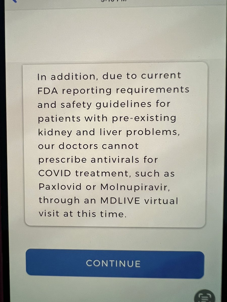 Some doctors are now having patients come in person for medication after testing positive on covid tests sent by <a href="/POTUS/">President Donald J. Trump</a> and @MDLIVEInc says it wont provide antivirals for Covid virtually either.