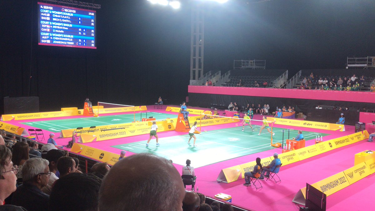 Watching badminton at the Commonwealth Games at the NEC.#B2022
