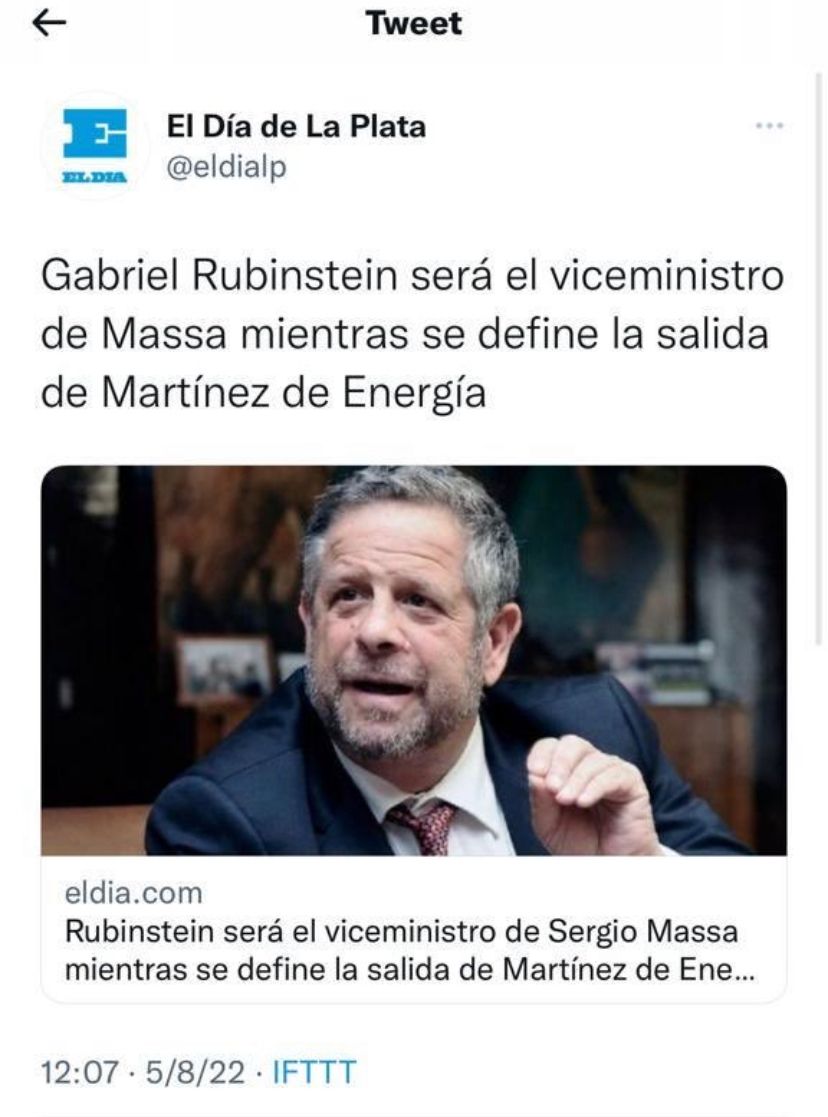 RubinsteinOk's tweet photo. Le aclaro a @eldialp que no tengo nada que ver con @GabyRubinstein, y a mis seguidores que no tengo nada que ver con el gobierno😉. Se vienen tiempos difíciles. Buen finde! https://t.co/dn2WDvewqu