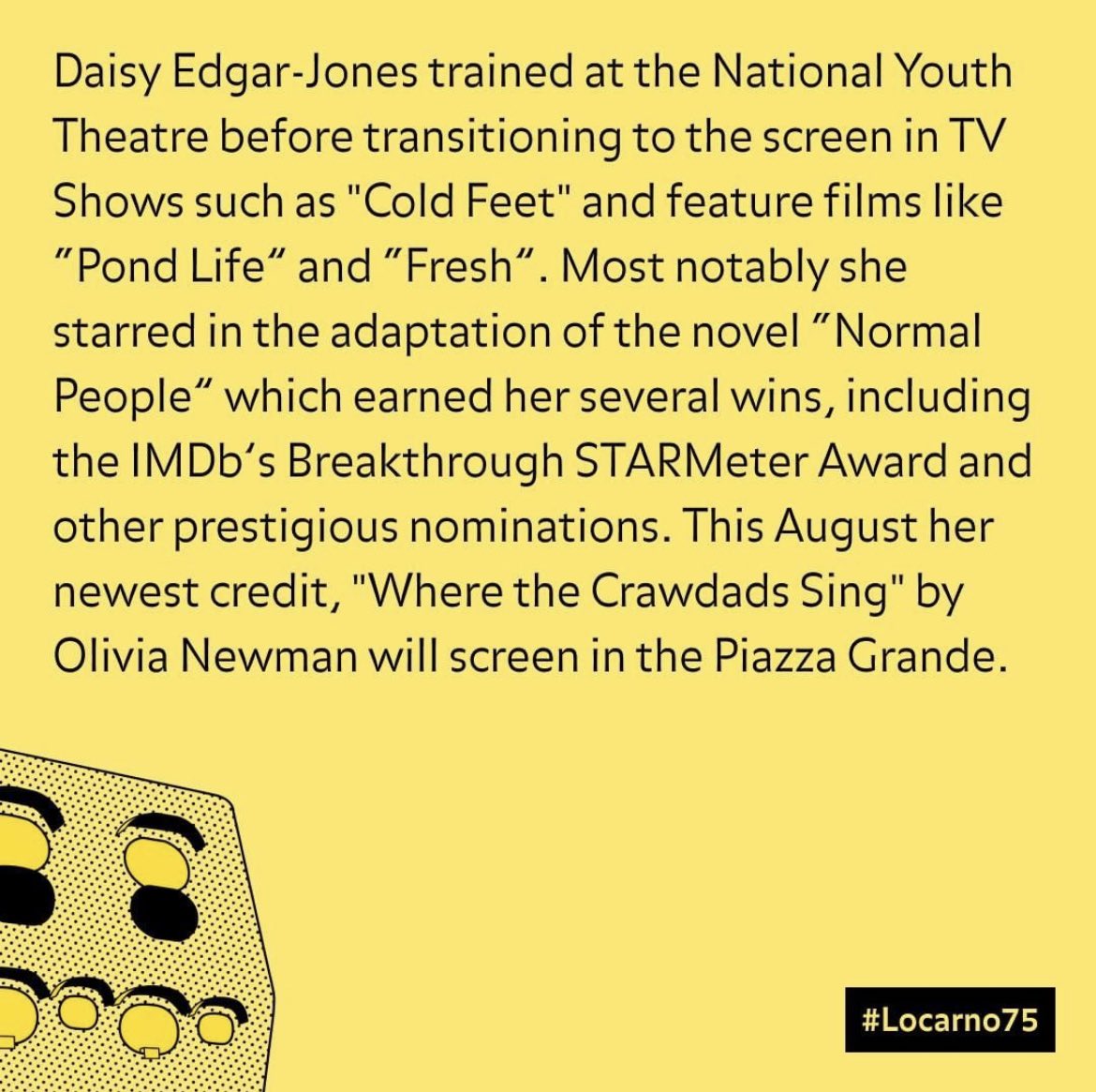 DaisyEJNews's tweet photo. 📸 Daisy has been awarded this year’s Leopard Club Award by the #LocarnoFilmFestival 👏🏼 https://t.co/2A4oXW9Kex