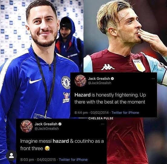 CFCDigest's tweet photo. 📱| Safe to say that Jack Grealish is a huge Eden Hazard fan! 👀🔥💙 https://t.co/wCMREAOR2d