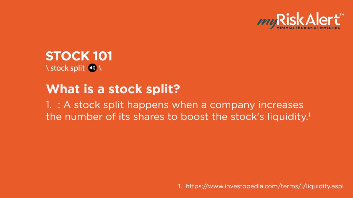 myriskalert's tweet photo. Stock splits—should you buy? Or should you sell? myRiskAlert™ can help you protect your investment.  https://t.co/SBSWwab3Yi #investments #stocks #trading https://t.co/FQCiyrYGid